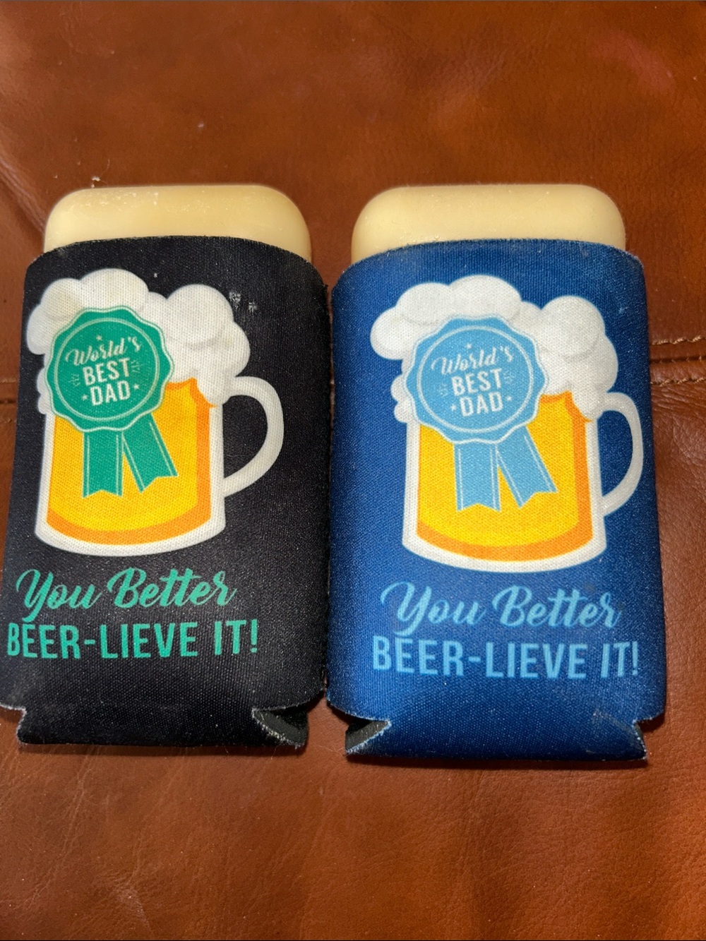 Large Hand Soap in You Better Beer-Lieve It! Beer Can cozies Black & Royal Blue